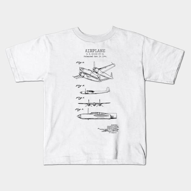 Airplane patent Kids T-Shirt by Dennson Creative